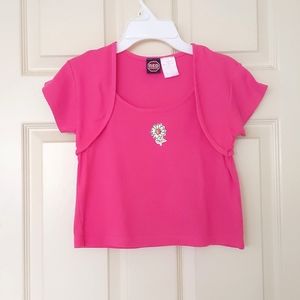 100% Cotton one piece Short Sleeve Tee with painted multi color flower.